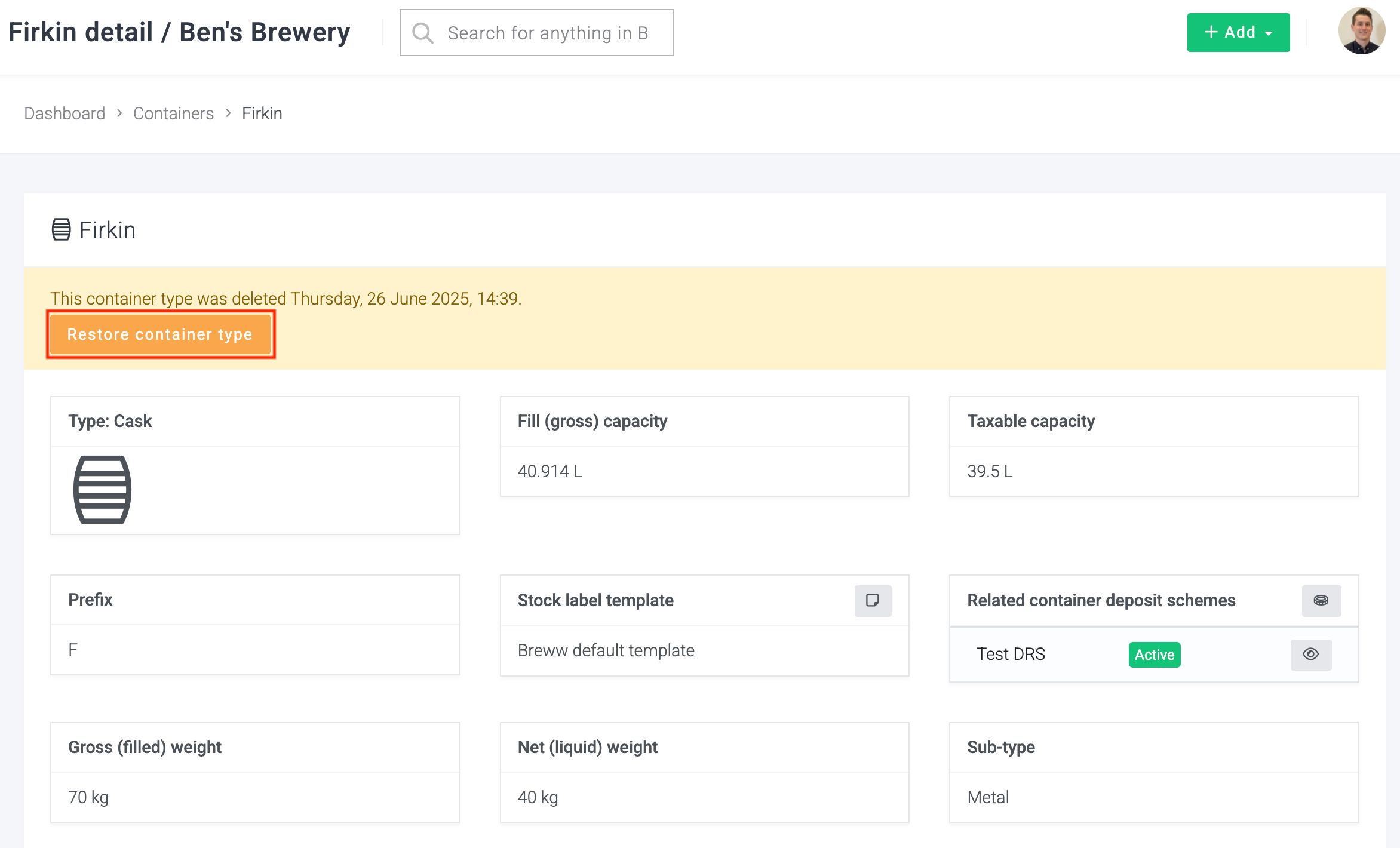 Breww Restore an 'obsolete' container type | Documentación de Breww