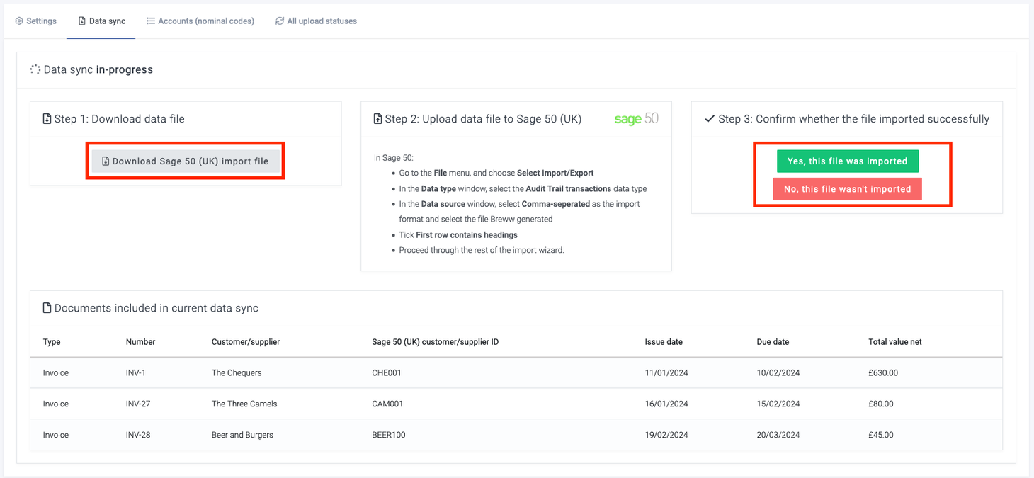 Breww Manual accountancy integrations | Documentación de Breww
